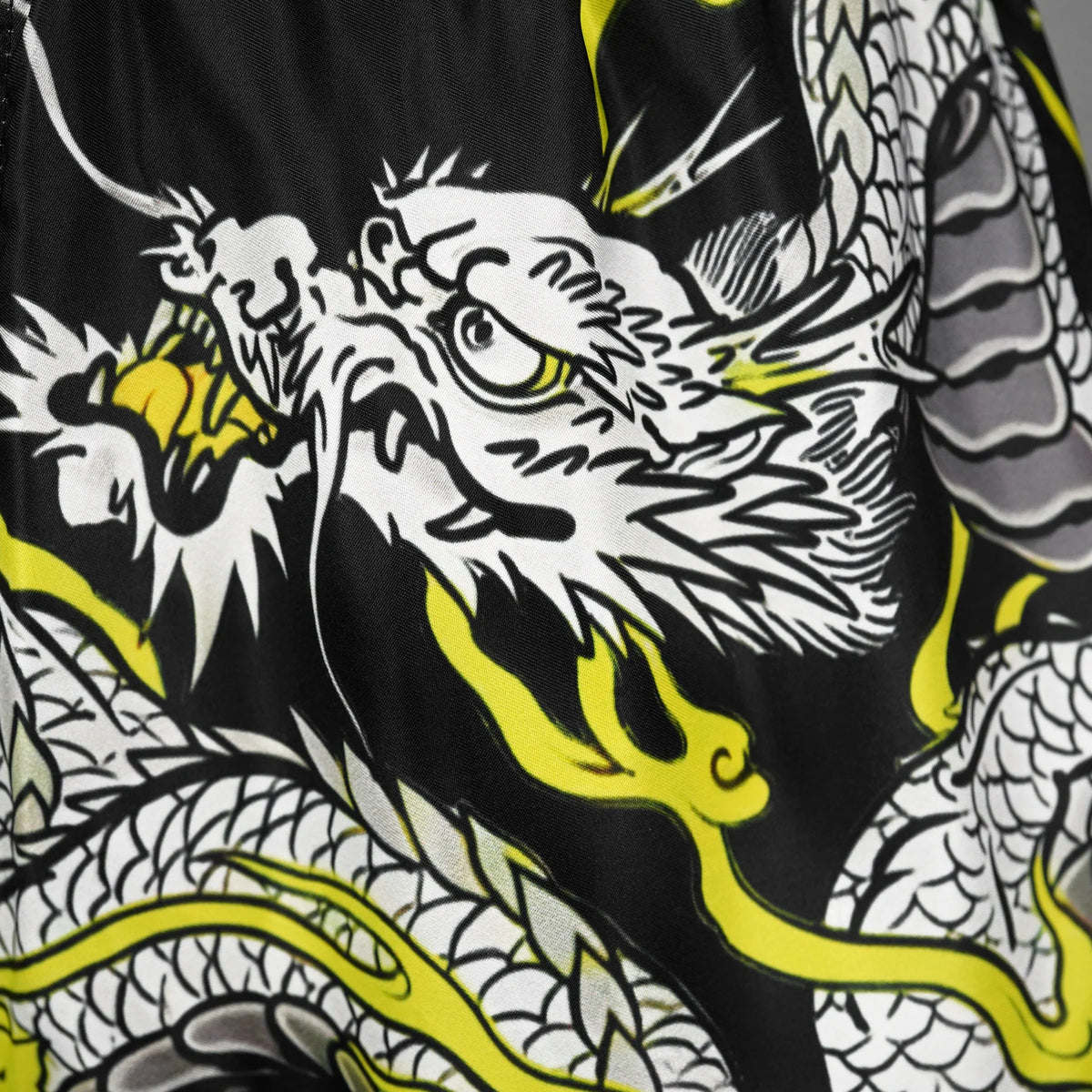 TUFF MUAY THAI SHORTS HIGH CUT RETRO PAYAK RISING BLACK/YELLOW