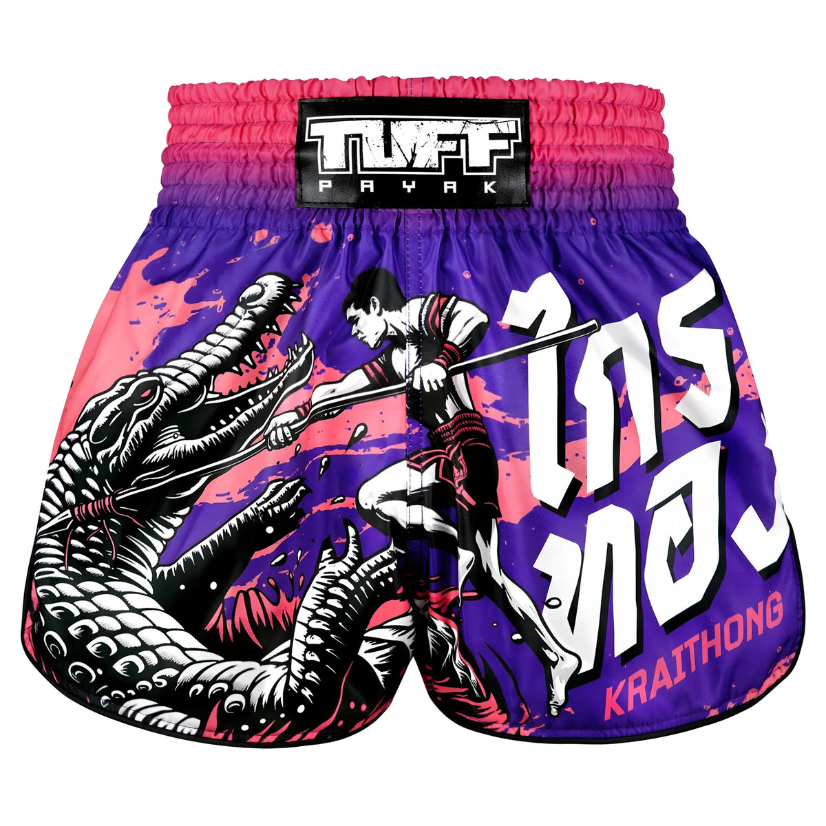 TUFF MUAY THAI SHORTS HIGH CUT RETRO KRAI THONG'S SPEAR PURPLE/PINK