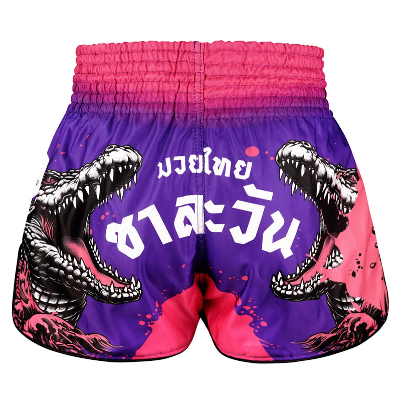 TUFF MUAY THAI SHORTS HIGH CUT RETRO KRAI THONG'S SPEAR PURPLE/PINK