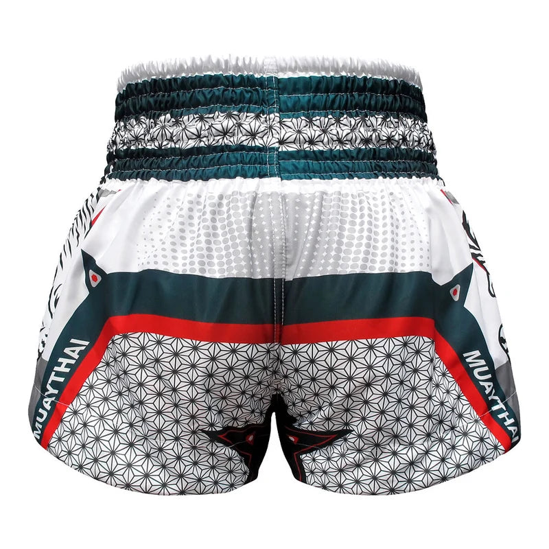 TUFF MUAY THAI SHORTS DOUBLE TIGER WHITE