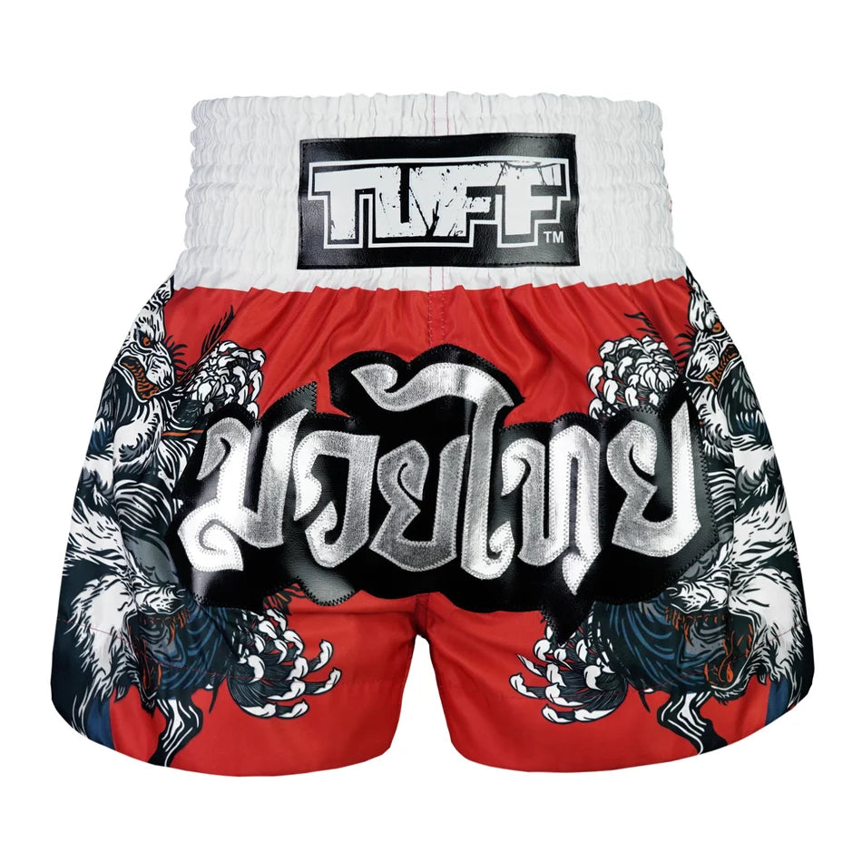 TUFF MUAY THAI SHORTS WOLFPACK RED/WHITE/NAVY BLUE