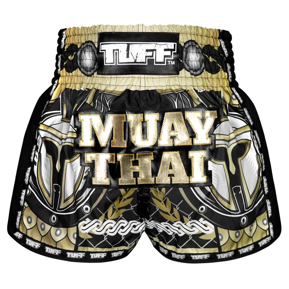 TUFF MUAY THAI SHORTS RETRO GLADIATOR GOLD/BLACK