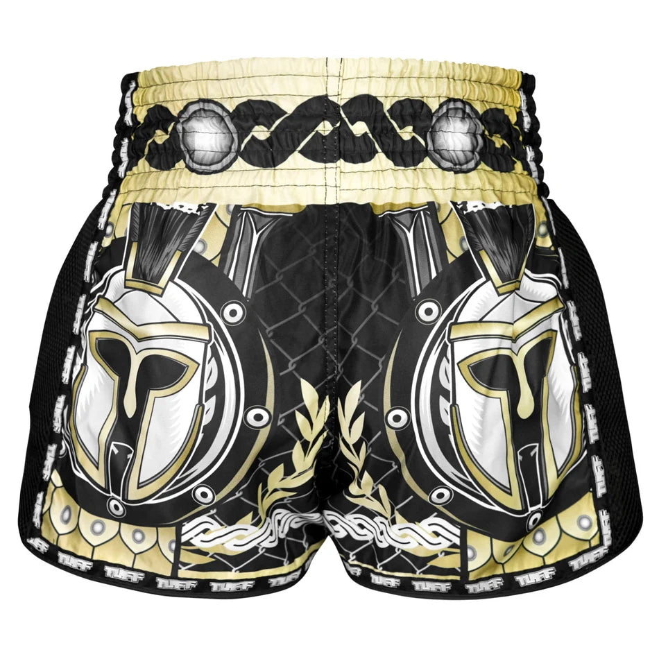 TUFF MUAY THAI SHORTS RETRO GLADIATOR GOLD/BLACK