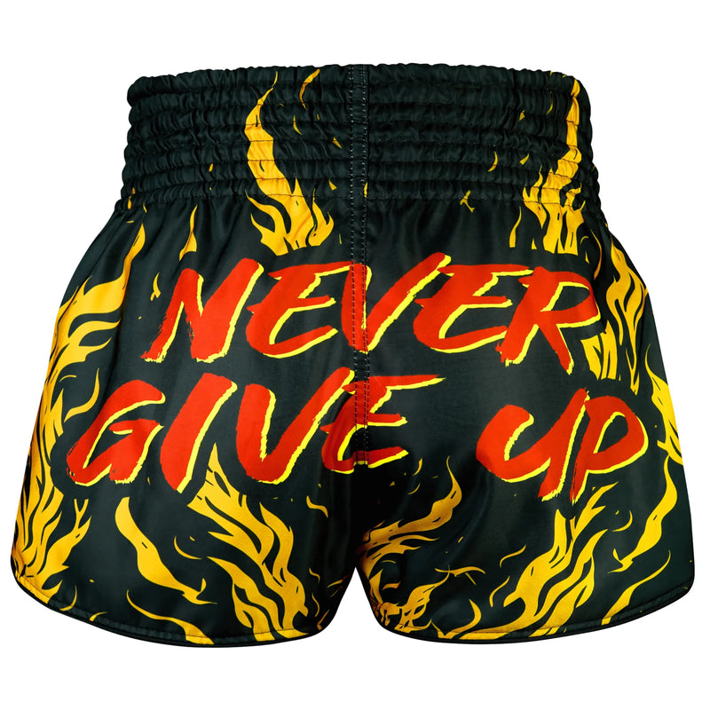 TUFF MUAY THAI SHORTS HIGH CUT RETRO REIGN OF KONG BLACK/YELLOW
