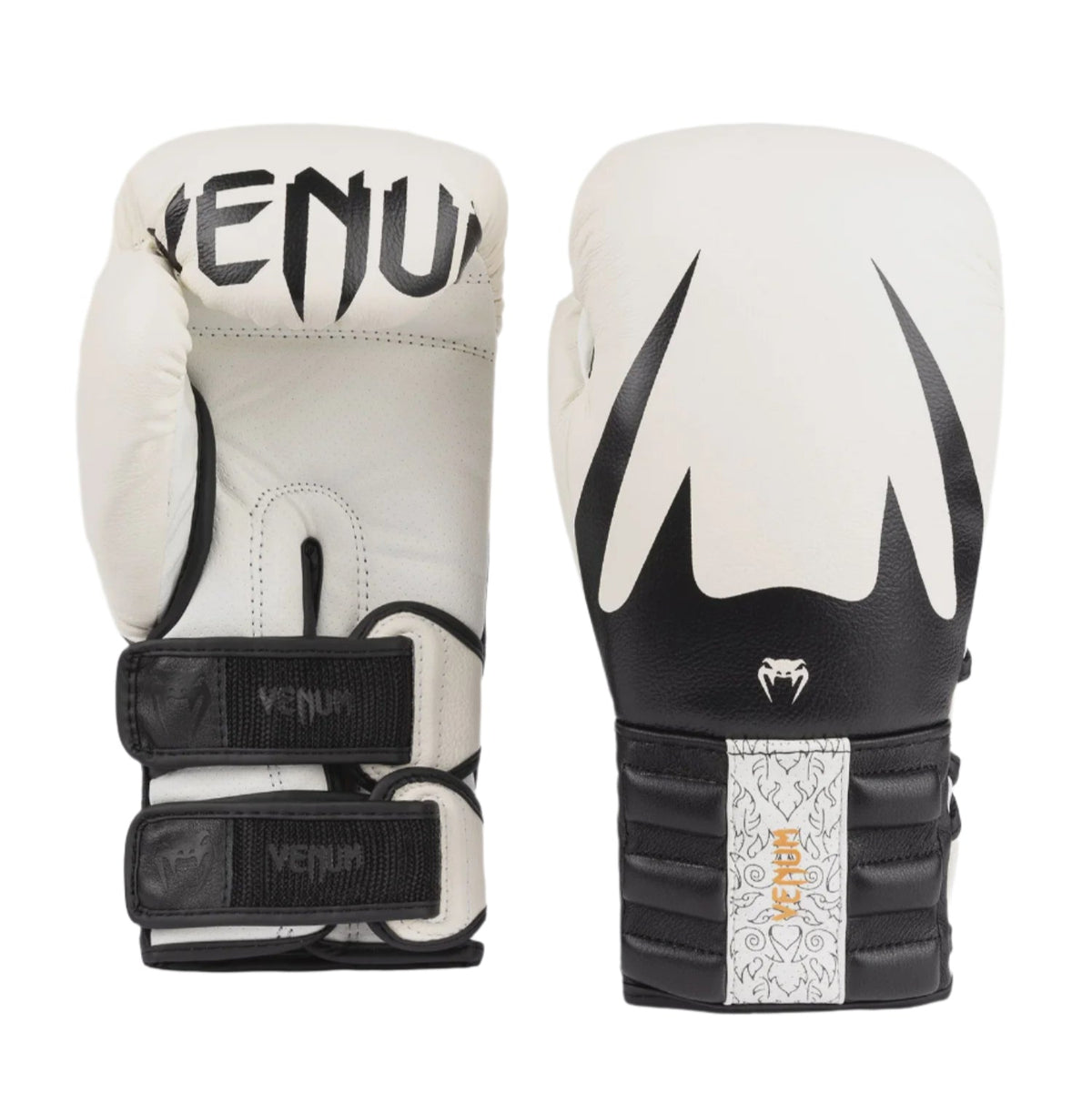 Pair of Venum boxing gloves on a light gray background