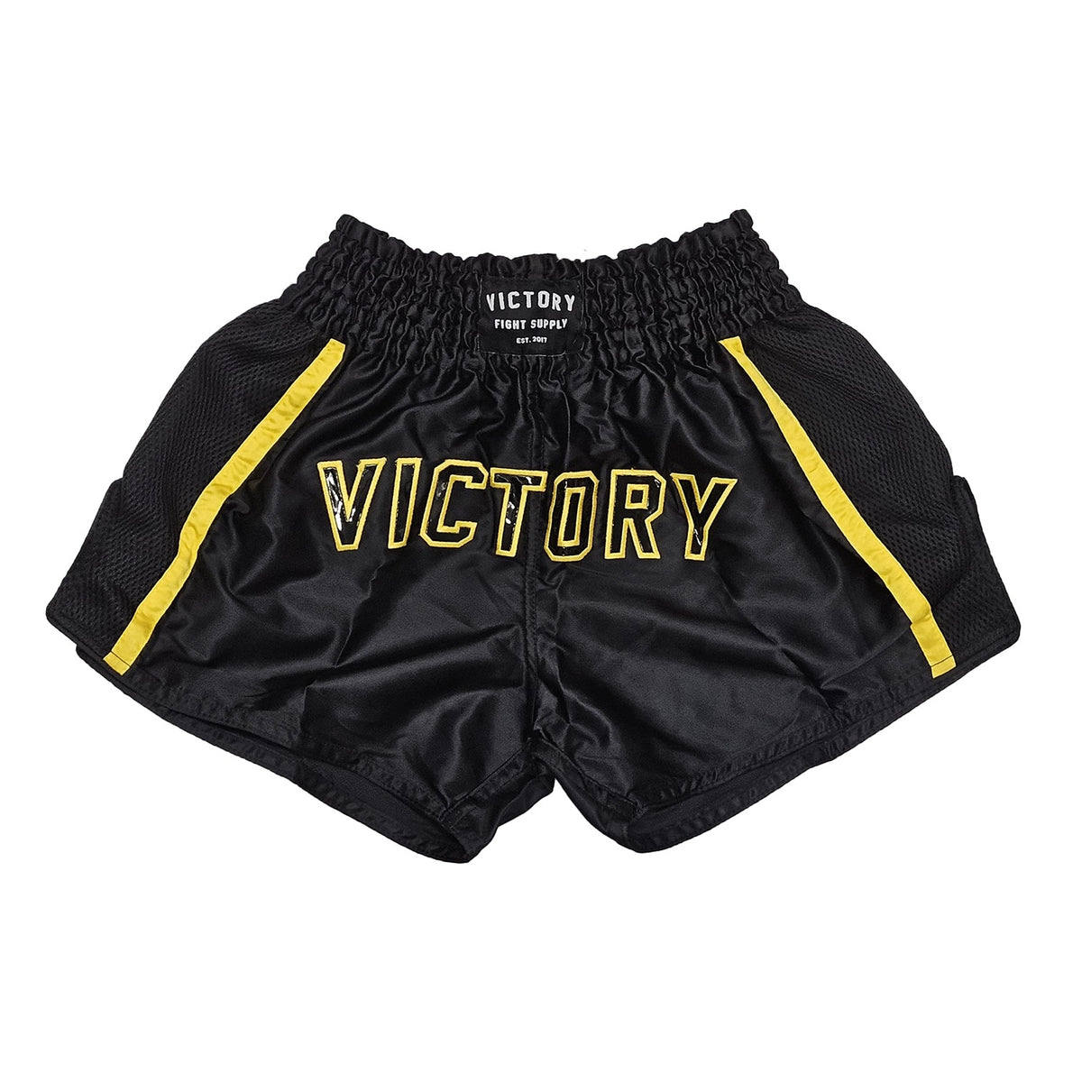 VICTORY MUAY THAI SHORTS BLACK/YELLOW