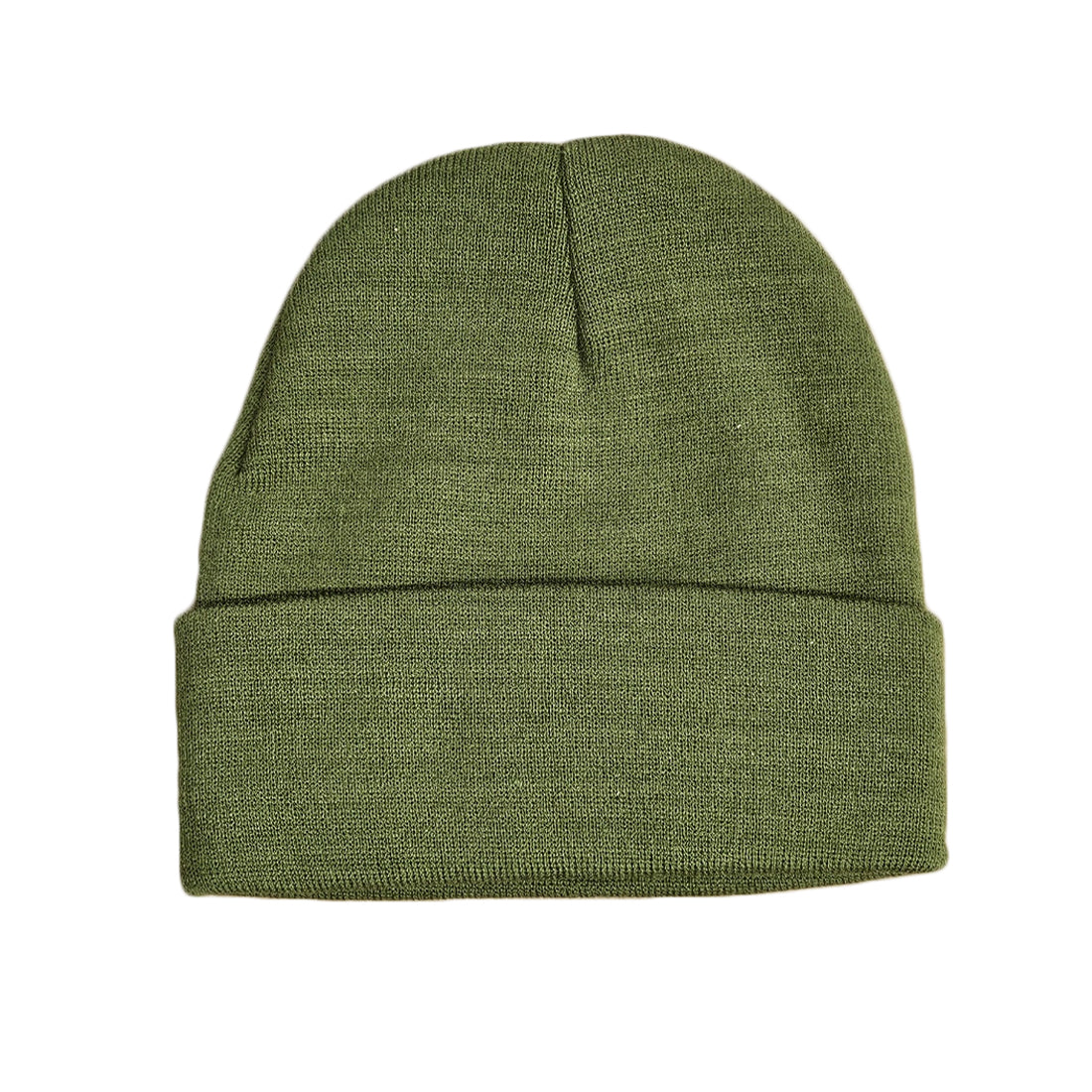 Green beanie hat on a white background