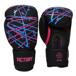 VICTORY GLOVES BOXING SPLASH SYNTEC HOOK AND LOOP BLACK/PINK/BLUE