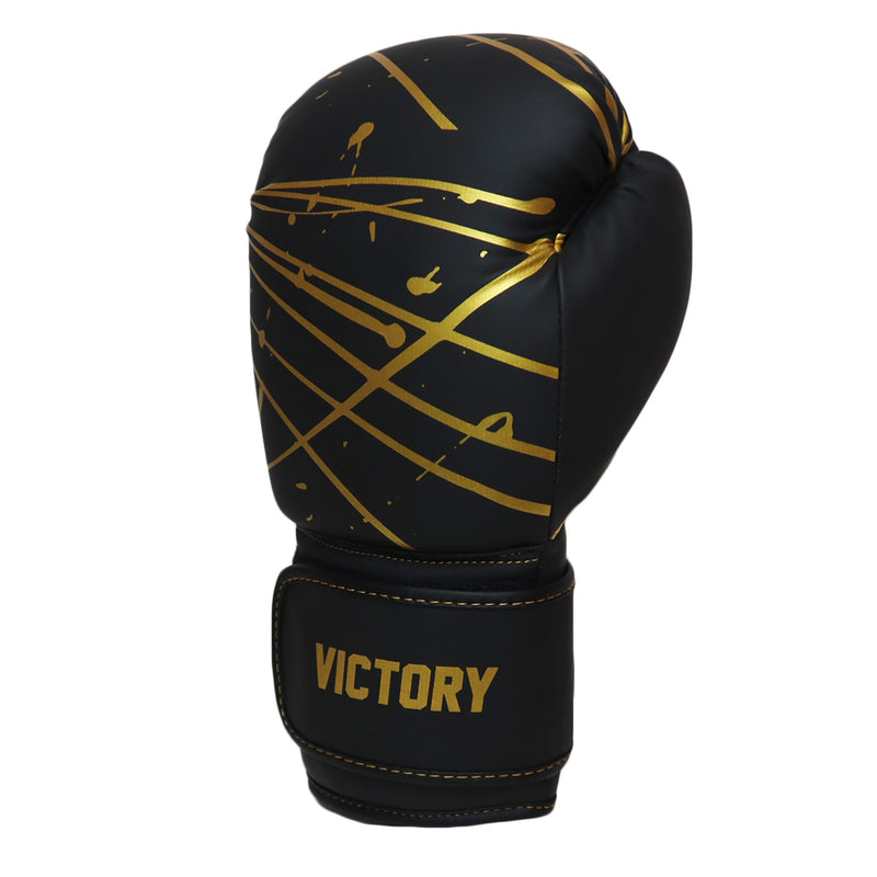 VICTORY GLOVES BOXING SPLASH SYNTEC HOOK AND LOOP BLACK/GOLD