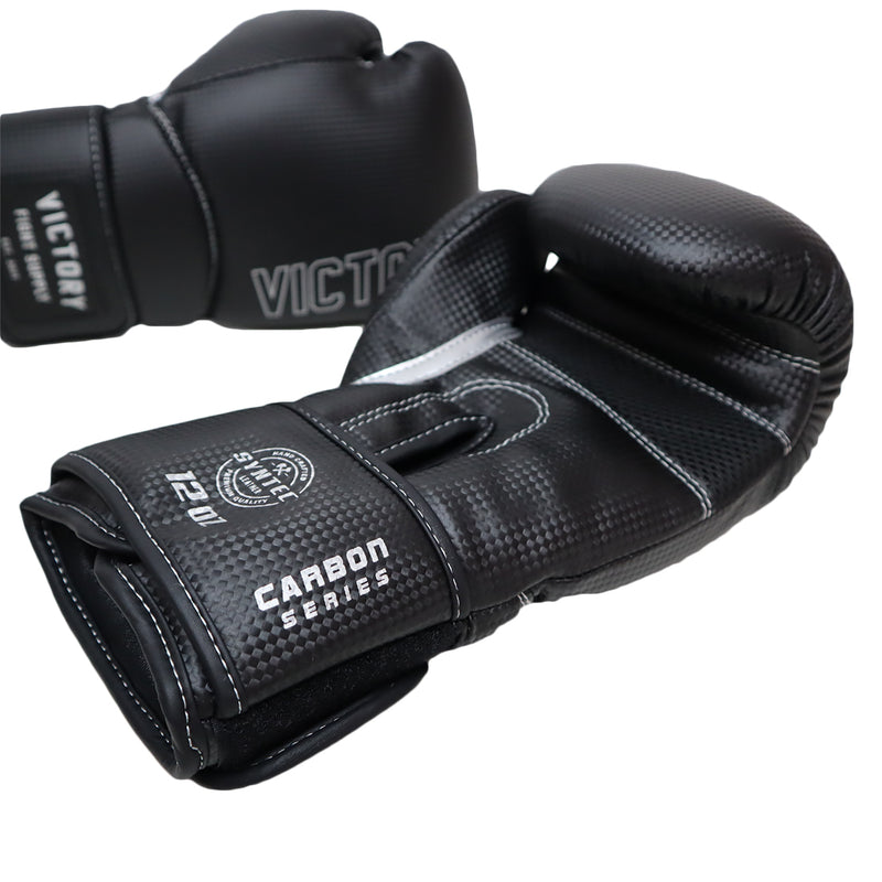 VICTORY GLOVES BOXING CARBON SYNTEC HOOK & LOOP BLACK/SILVER
