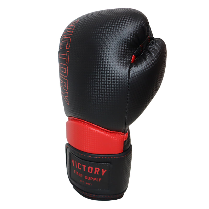 VICTORY GLOVES BOXING CARBON SYNTEC HOOK & LOOP BLACK/RED