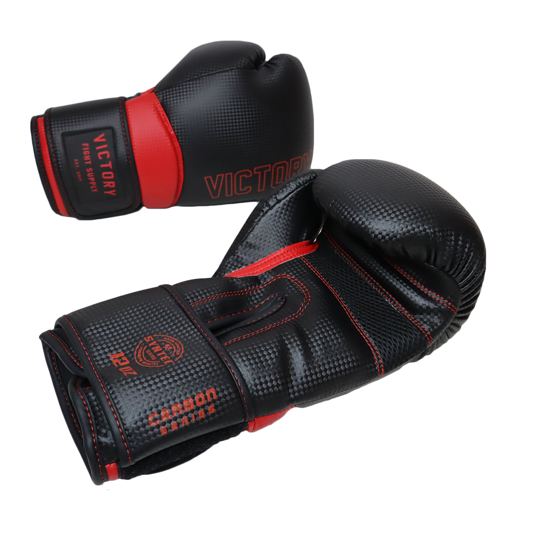 VICTORY GLOVES BOXING CARBON SYNTEC HOOK & LOOP BLACK/RED – MSM