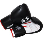 VICTORY GLOVES SAMURAI LEATHER HOOK AND LOOP BLACK/WHITE