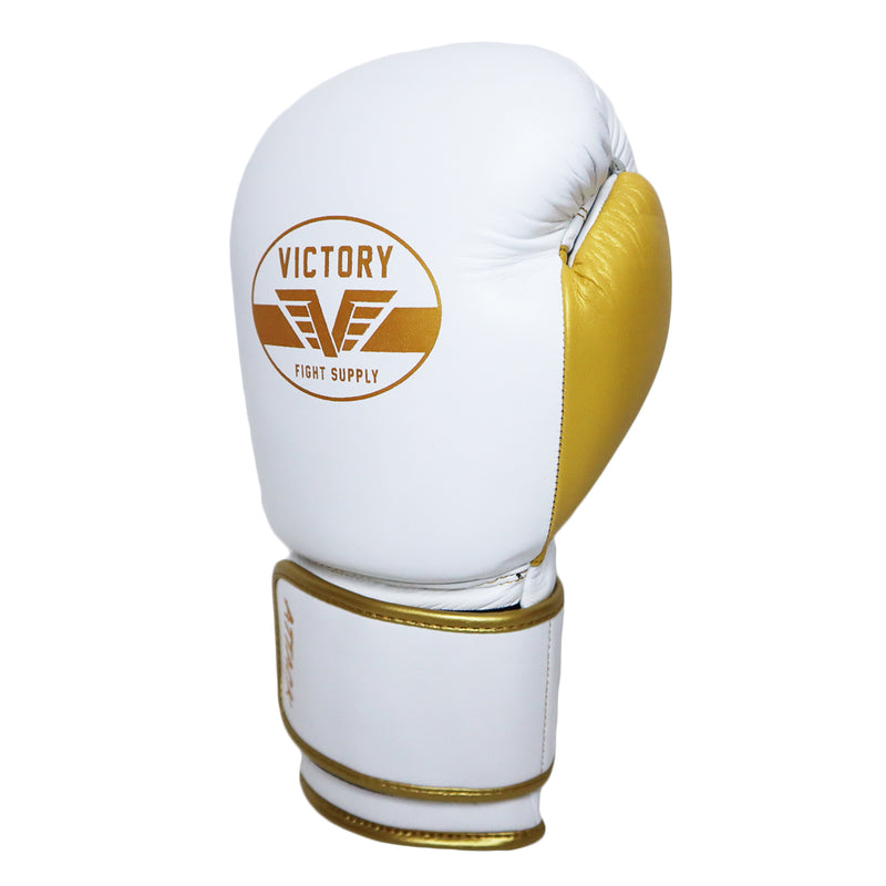 VICTORY GLOVES ATTACK LEATHER HOOK & LOOP WHITE/GOLD