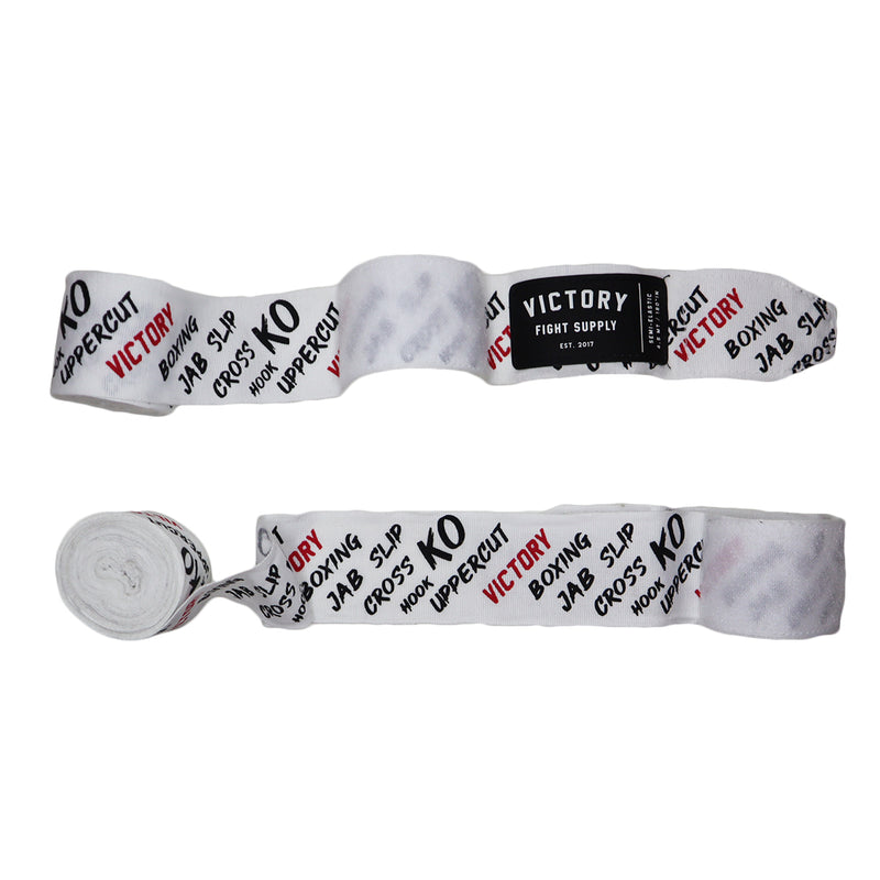 VICTORY HANDWRAPS KO SEMI STRETCH 4.5 METER 180" WHITE/BLACK