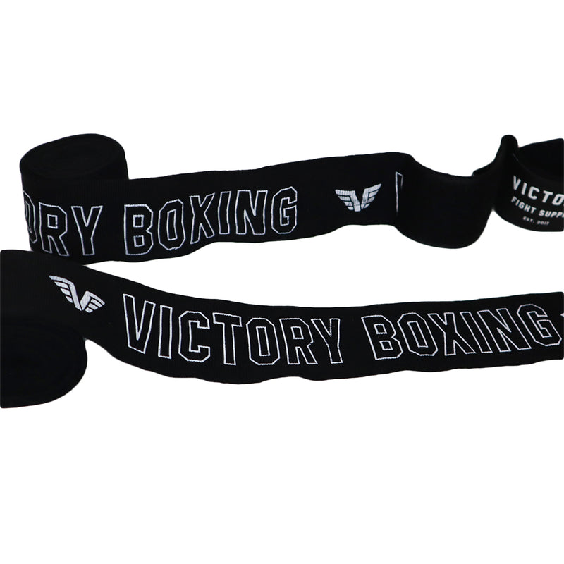 VICTORY HANDWRAPS BOXING SEMI STRETCH 4.5 METER 180" BLACK/WHITE