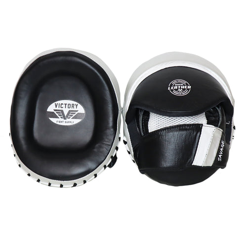 VICTORY FOCUS MITTS SAVAGE MICRO LEATHER  BLACK/SILVER/WHITE