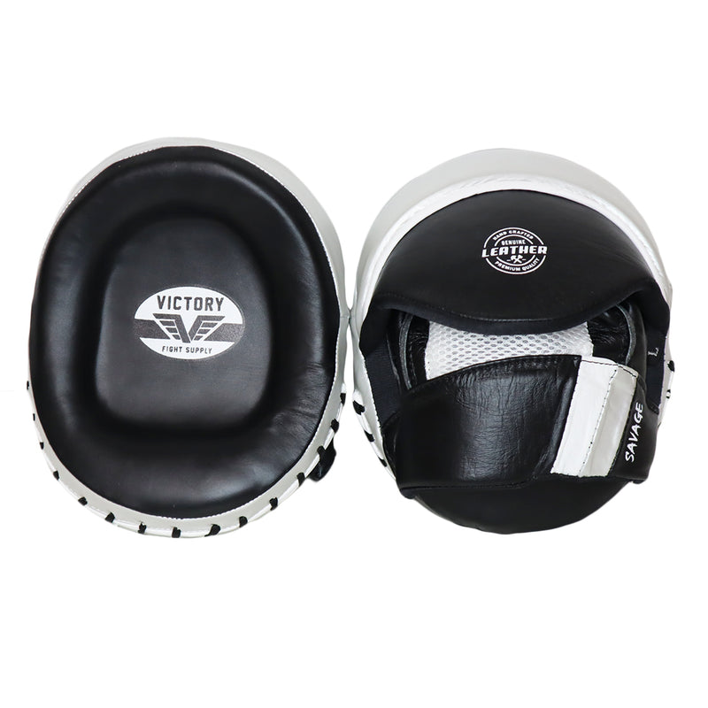 VICTORY FOCUS MITTS SAVAGE MICRO LEATHER  BLACK/SILVER/WHITE