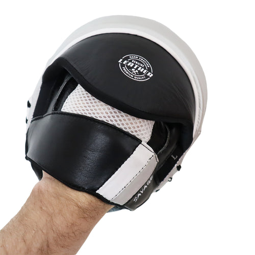 VICTORY FOCUS MITTS SAVAGE MICRO LEATHER  BLACK/SILVER/WHITE