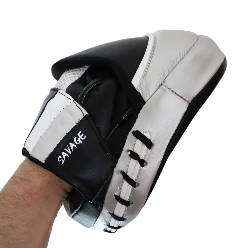 VICTORY FOCUS MITTS SAVAGE MICRO LEATHER  BLACK/SILVER/WHITE