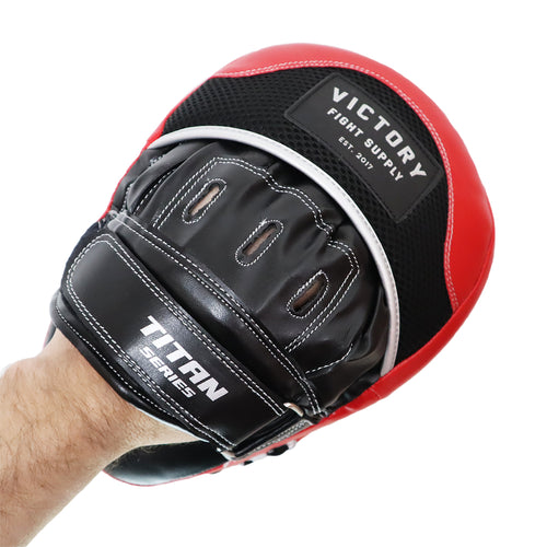 VICTORY FOCUS MITTS TITAN CURVED SYNTEC BLACK/RED