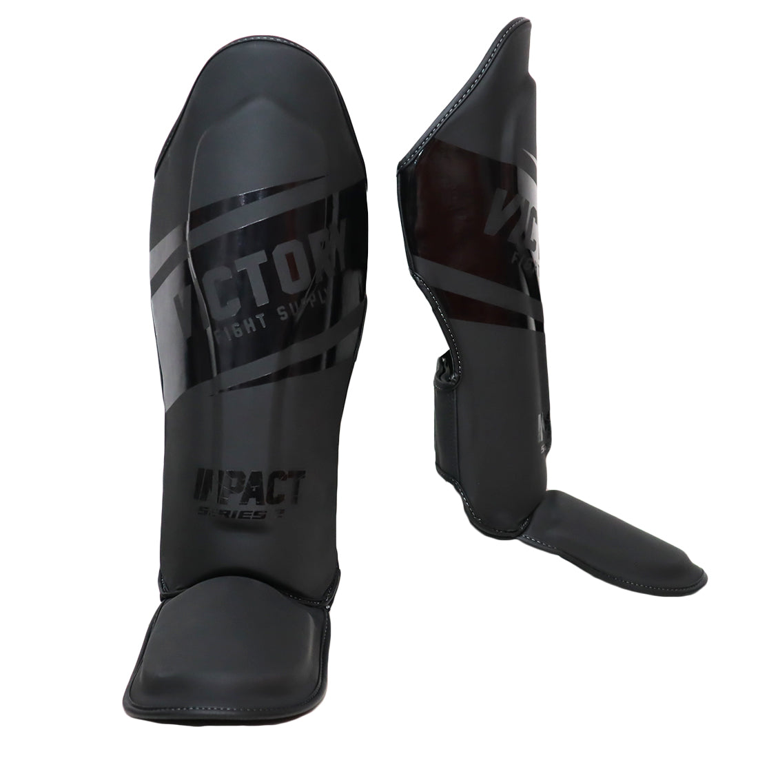 VICTORY SHINGUARDS IMPACT SERIES STEALTH BLACK / BLACK – MSM FIGHT