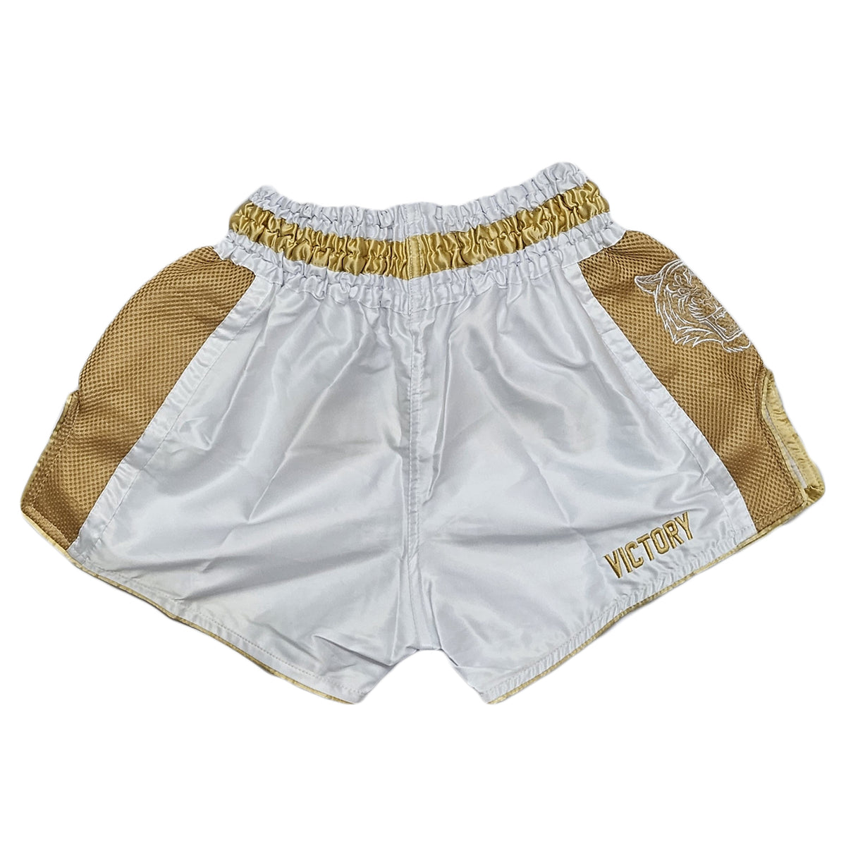 VICTORY MUAY THAI SHORTS TIGER V2 WHITE/GOLD