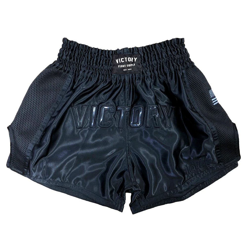 VICTORY MUAY THAI SHORTS STEALTH BLACK/BLACK