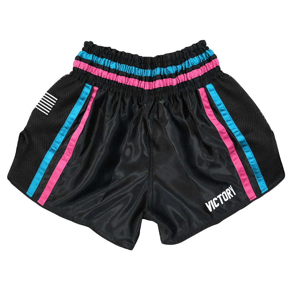VICTORY MUAY THAI SHORTS MIAMI VICE V2 BLACK/BLUE/PINK