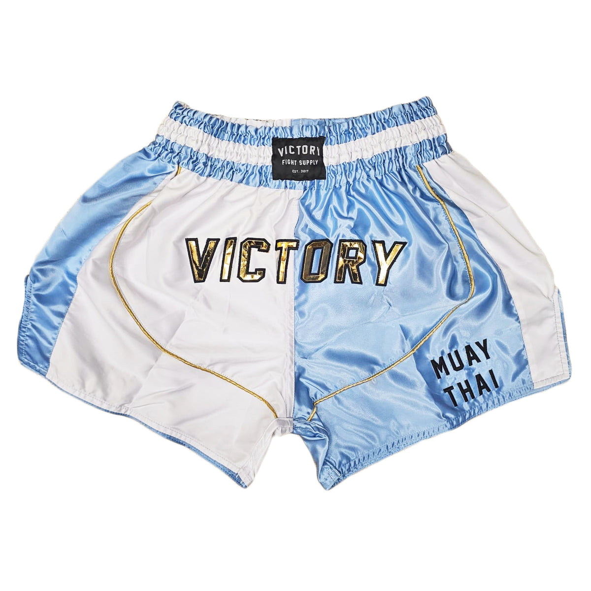 VICTORY MUAY THAI SHORTS EDGE SKY BLUE/WHITE