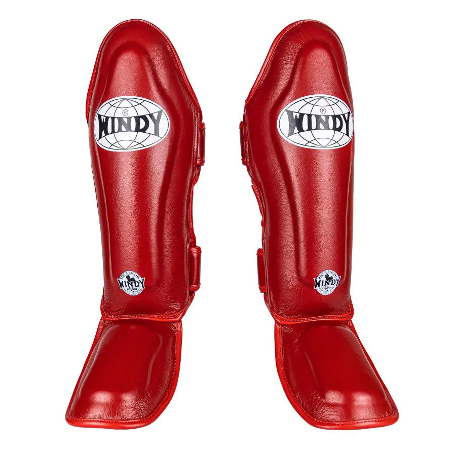 WINDY LPL3 SPARRING SHINGUARDS LEATHER RED