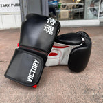 VICTORY GLOVES SAMURAI LEATHER HOOK AND LOOP BLACK/WHITE