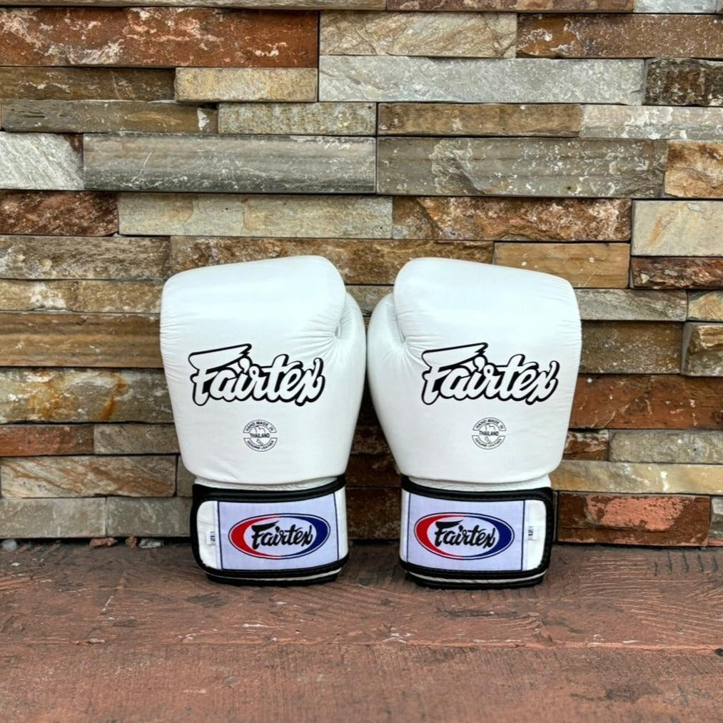 FAIRTEX GLOVES BGV1 HOOK AND LOOP LEATHER WHITE
