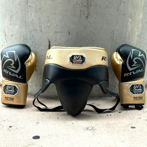RIVAL BOXING CUP RNFL100 GROIN PROTECTOR BLACK/GOLD
