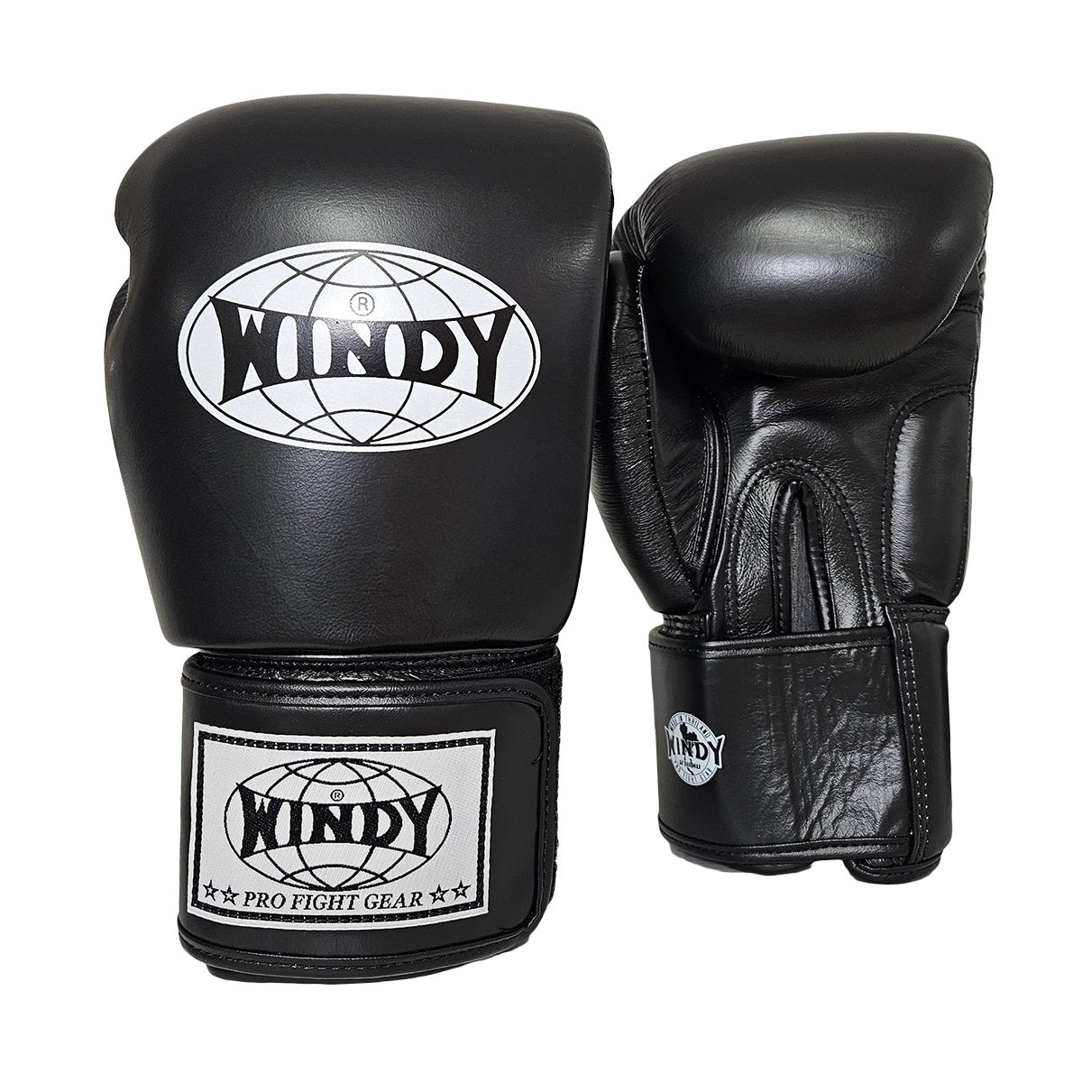 WINDY BOXING GLOVES BGVH LEATHER HOOK & LOOP BLACK