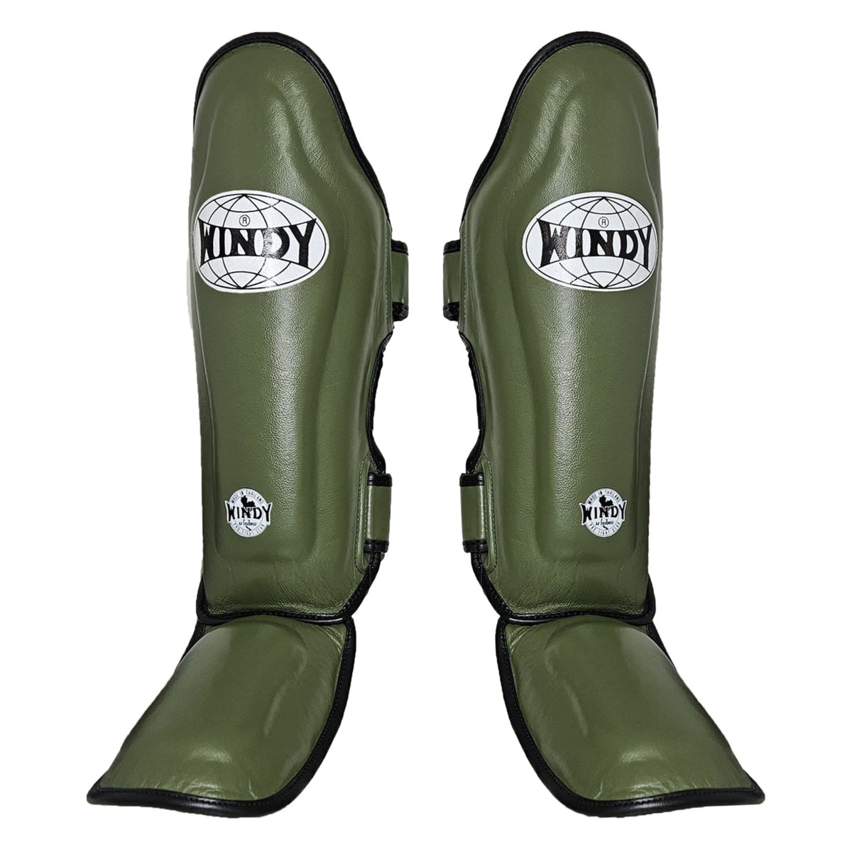 WINDY SHINGUARDS LPL3 SPARRING LEATHER OLIVE GREEN