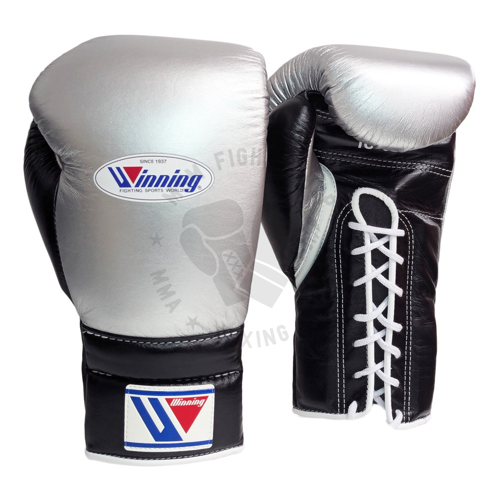 WINNING GLOVES CUSTOM LACE 16OZ SILVER/BLACK