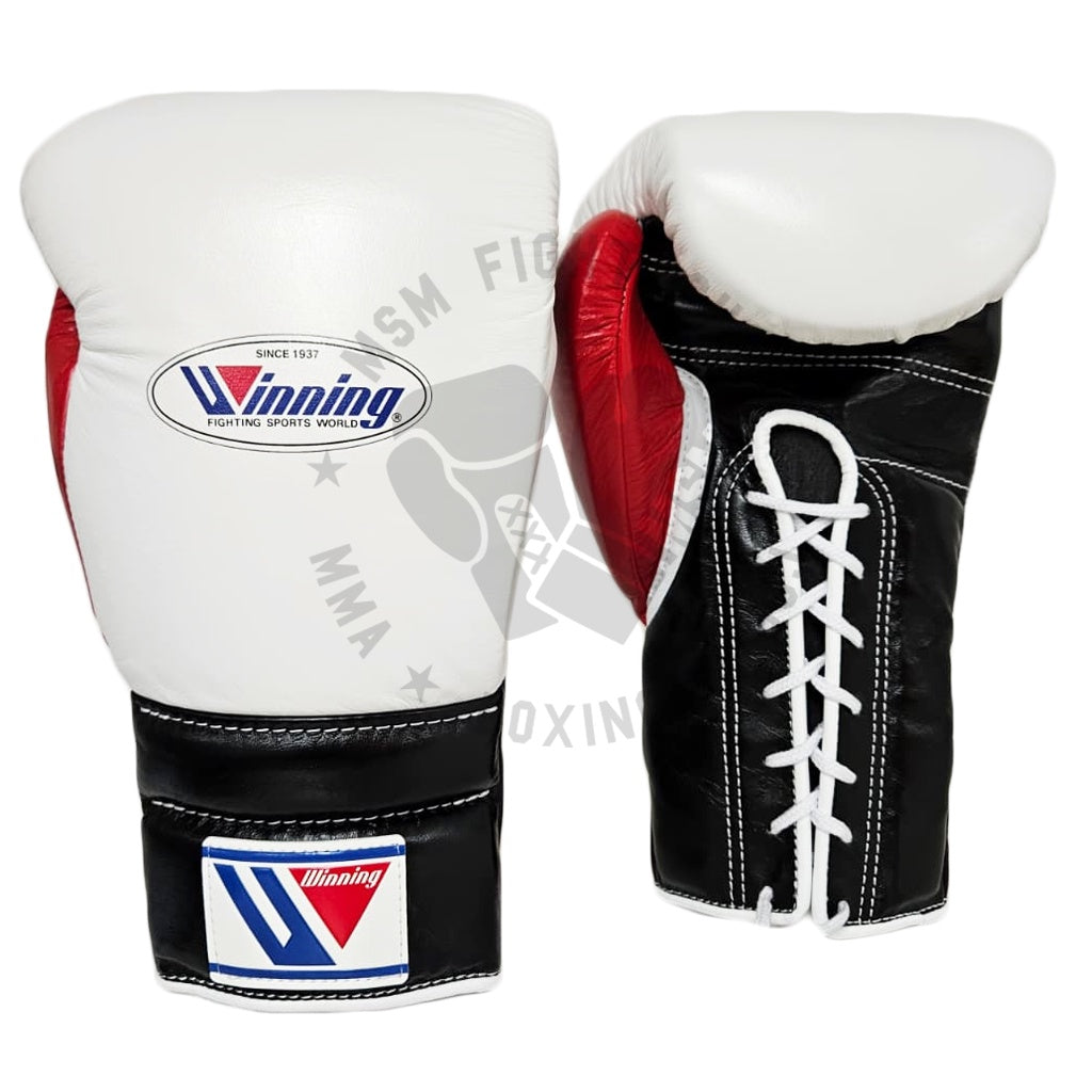 WINNING GLOVES CUSTOM LACE 16OZ WHITE/BLACK/RED