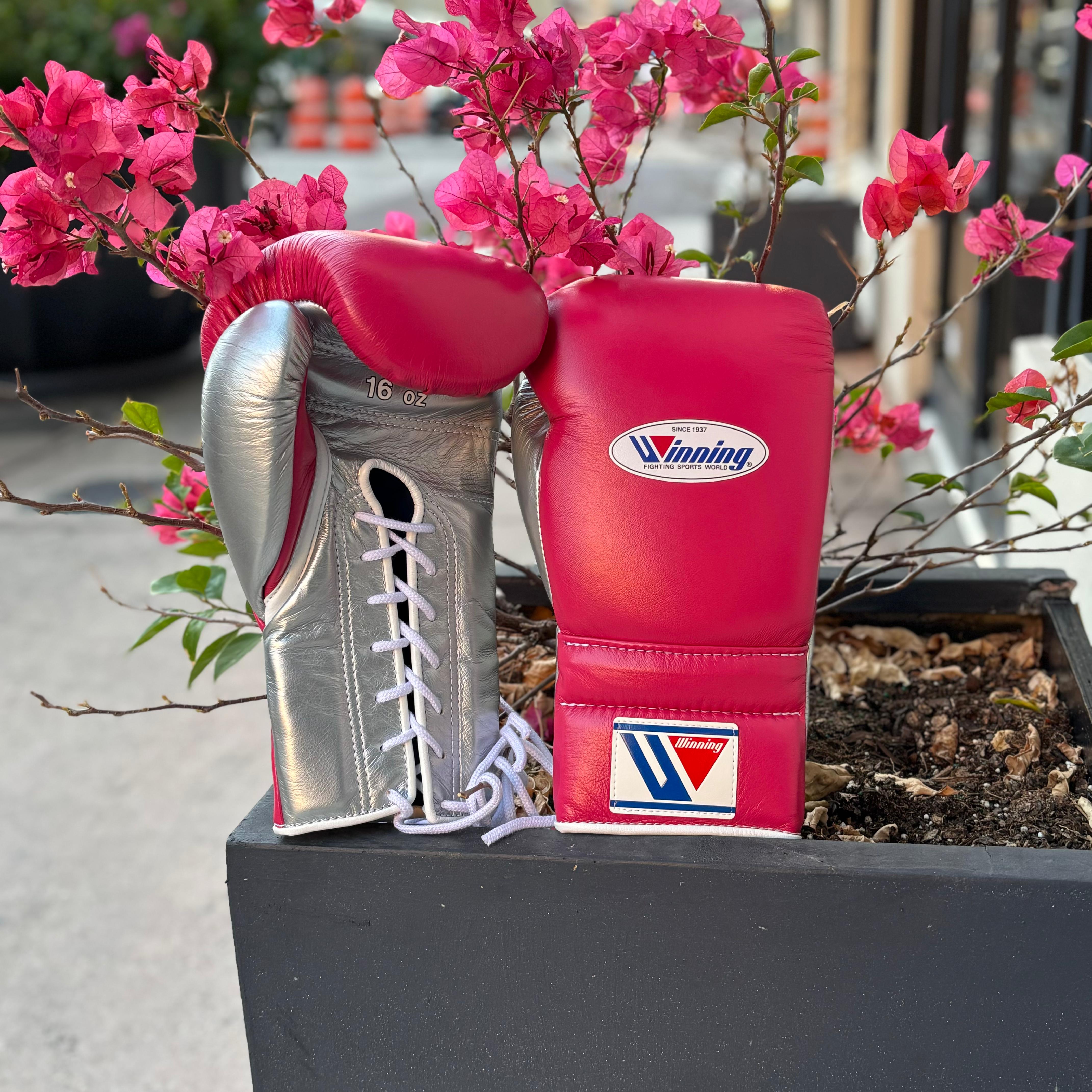 WINNING GLOVES CUSTOM LACE PINK/SILVER – MSM FIGHT SHOP