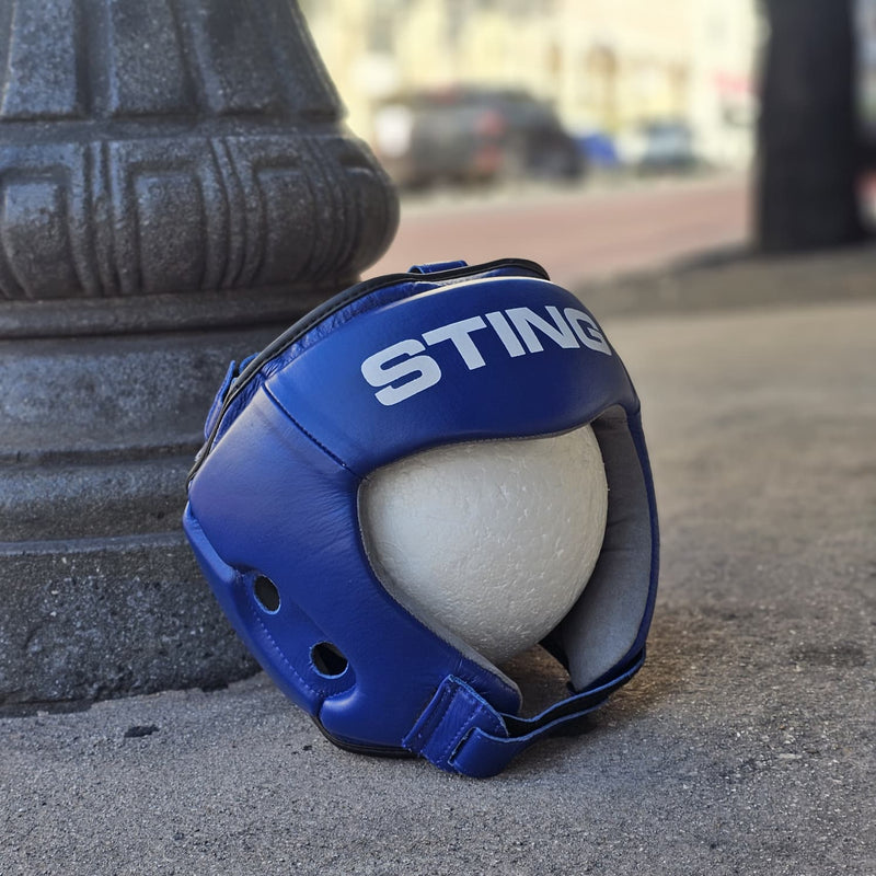 STING HEADGEAR USA BOXING APPROVED OPEN FACE BLUE