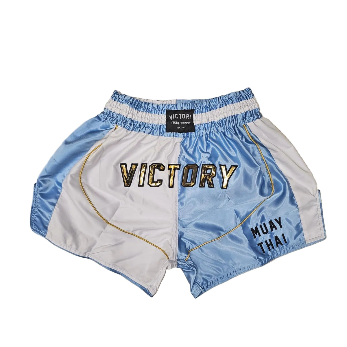 VICTORY MUAY THAI SHORTS EDGE SKY BLUE/WHITE