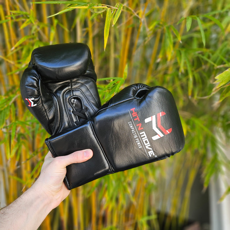 HIT N MOVE GLOVES COMPACT 16OZ LACE UP BLACK
