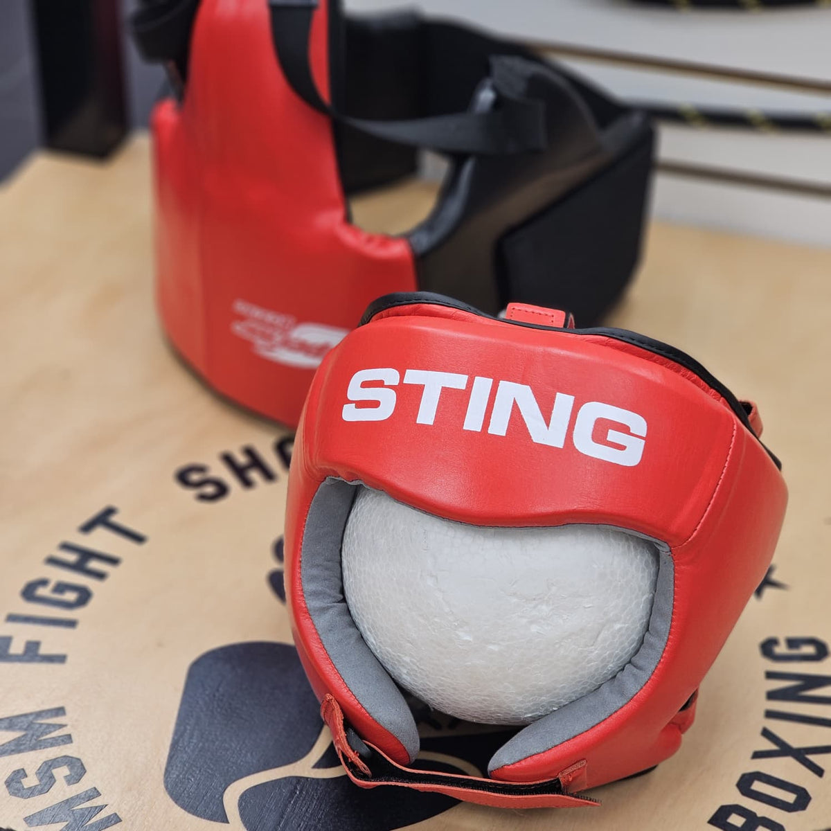 STING HEADGEAR USA BOXING APPROVED OPEN FACE RED