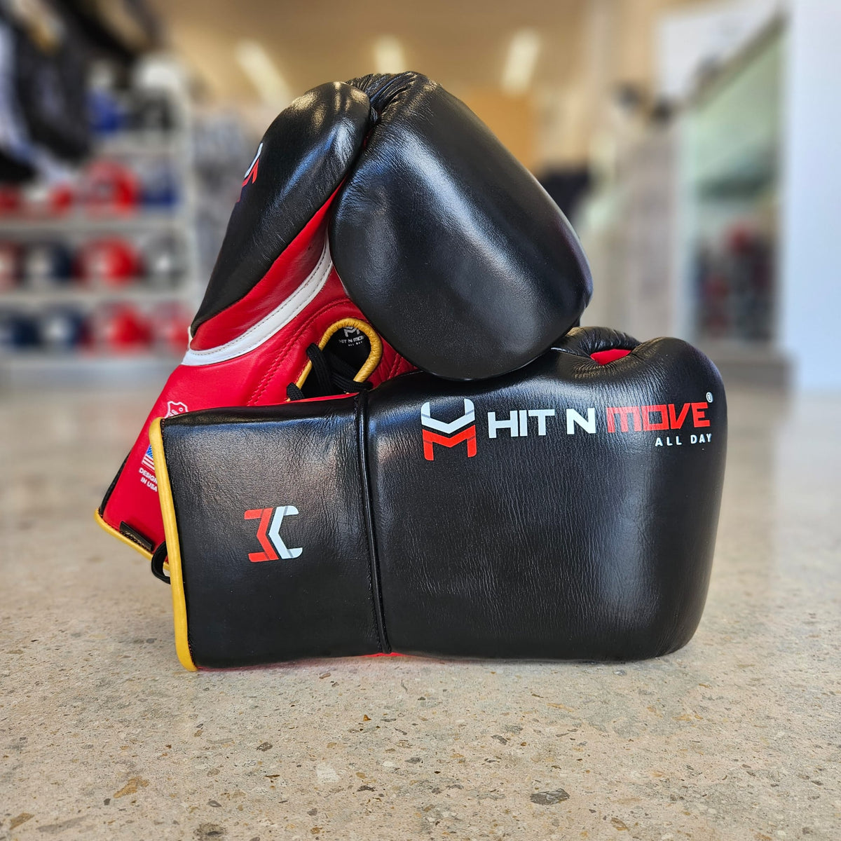 HIT N MOVE GLOVES PRO AGILITY LACE UP BLACK RED