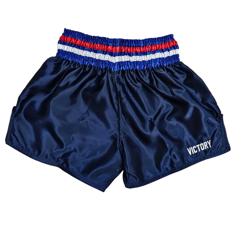 VICTORY MUAY THAI SHORTS EDGE NAVY BLUE/WHITE/RED