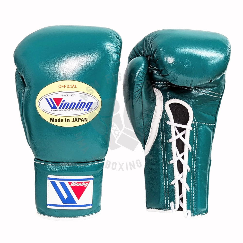 WINNING GLOVES PRO FIGHT CUSTOM LACE UP 10OZ MINT GREEN