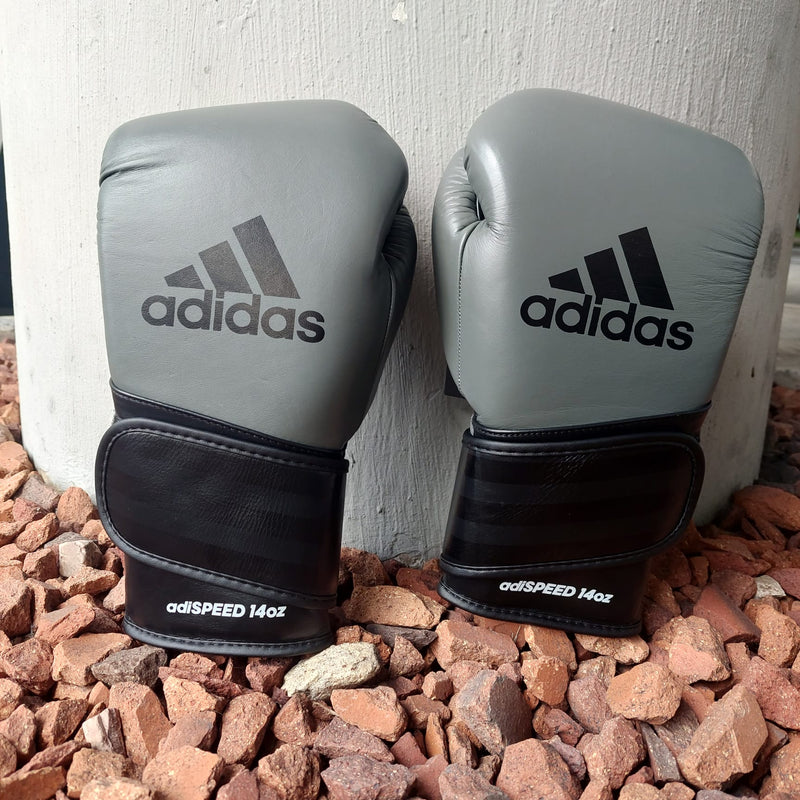 ADIDAS GLOVES BOXING 501 LEATHER HOOK & LOOP  GREY / BLACK