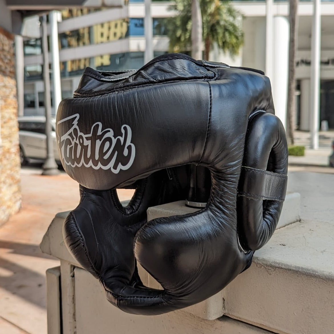 FAIRTEX HEADGEAR HG13L LEATHER BLACK MSM FIGHT SHOP
