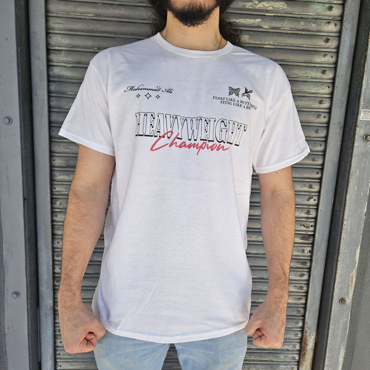 MUHAMMAD ALI SHIRT THE PEOPLE'S CHAMP WHITE/RED