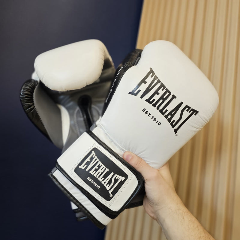 EVERLAST GLOVES POWERLOCK OG ADVANCE HOOK & LOOP WHITE/BLACK 16OZ